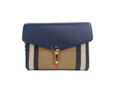 Burberry Macken Small Regency Blue House Check Leather Crossbody Bag -  Luxury Cross Body Bag for Women -  Burberry.